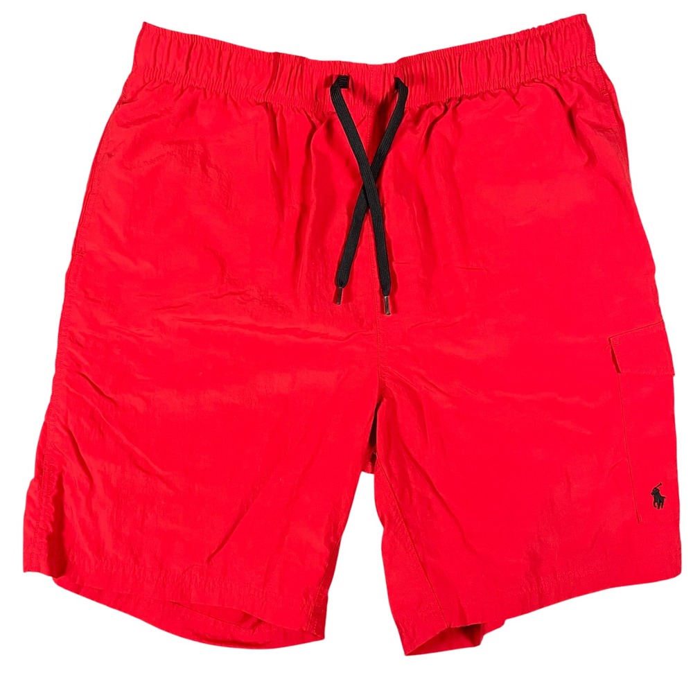 Polo Ralph Lauren Mens Red Swim Trunks Cargo Pocket Mesh Lined Size L Beach